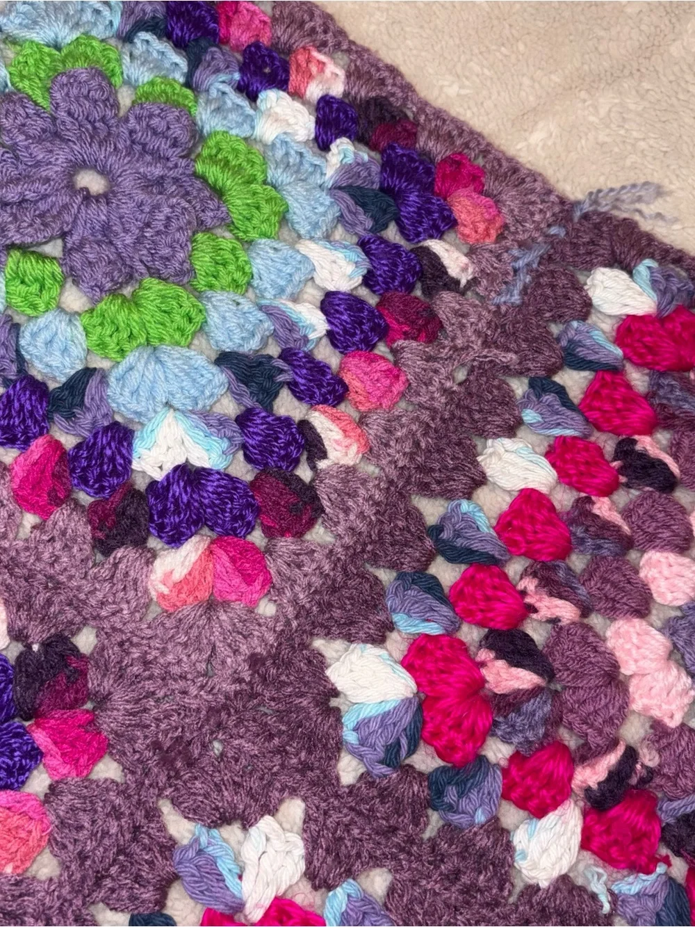 Handmade Multicolor Crochet Granny Square Throw Blanket/shawl
